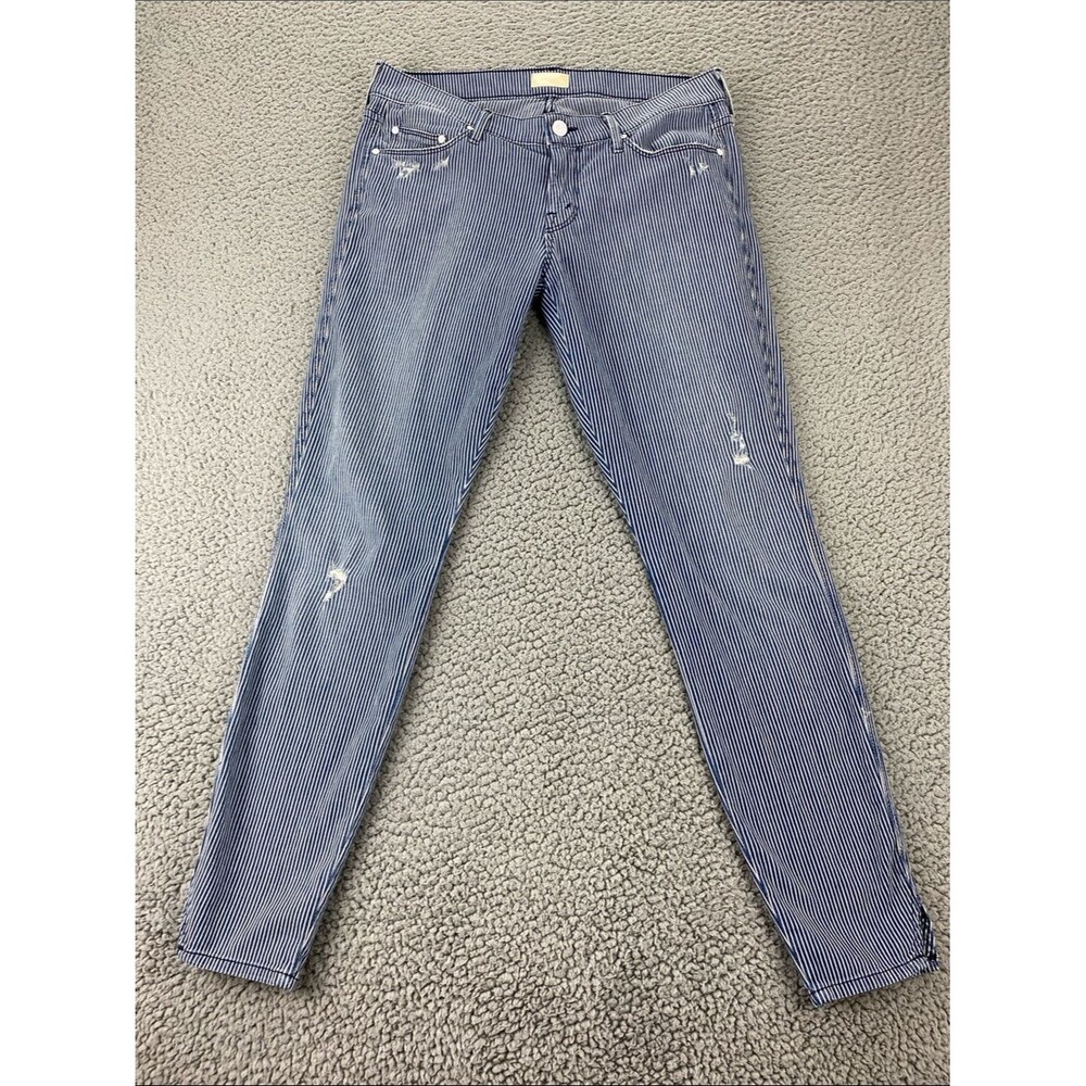 Mother Women's The Vamp On the Road Destroy Railroad Stripe Skinny Jean  Size 28